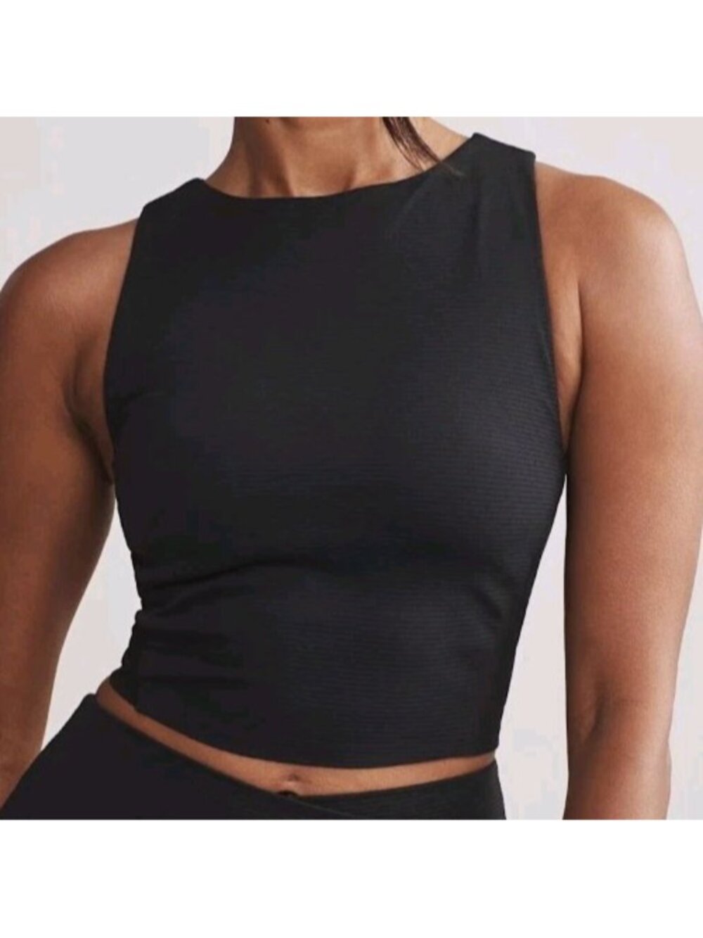 Rhone Sports Bra Women XS Black Ripple Longline High Neck Criss Cross Back
